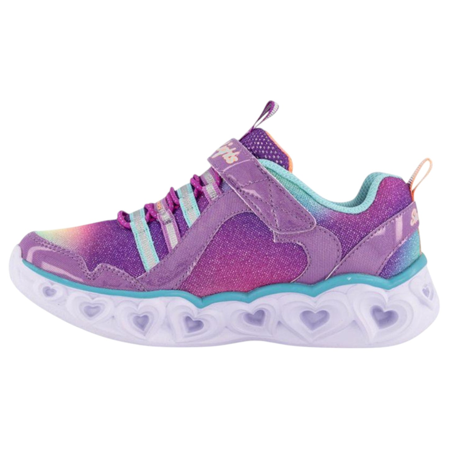 Kids Girls Skechers Heart Lights Rainbow Lux Shoes Purple / Multi