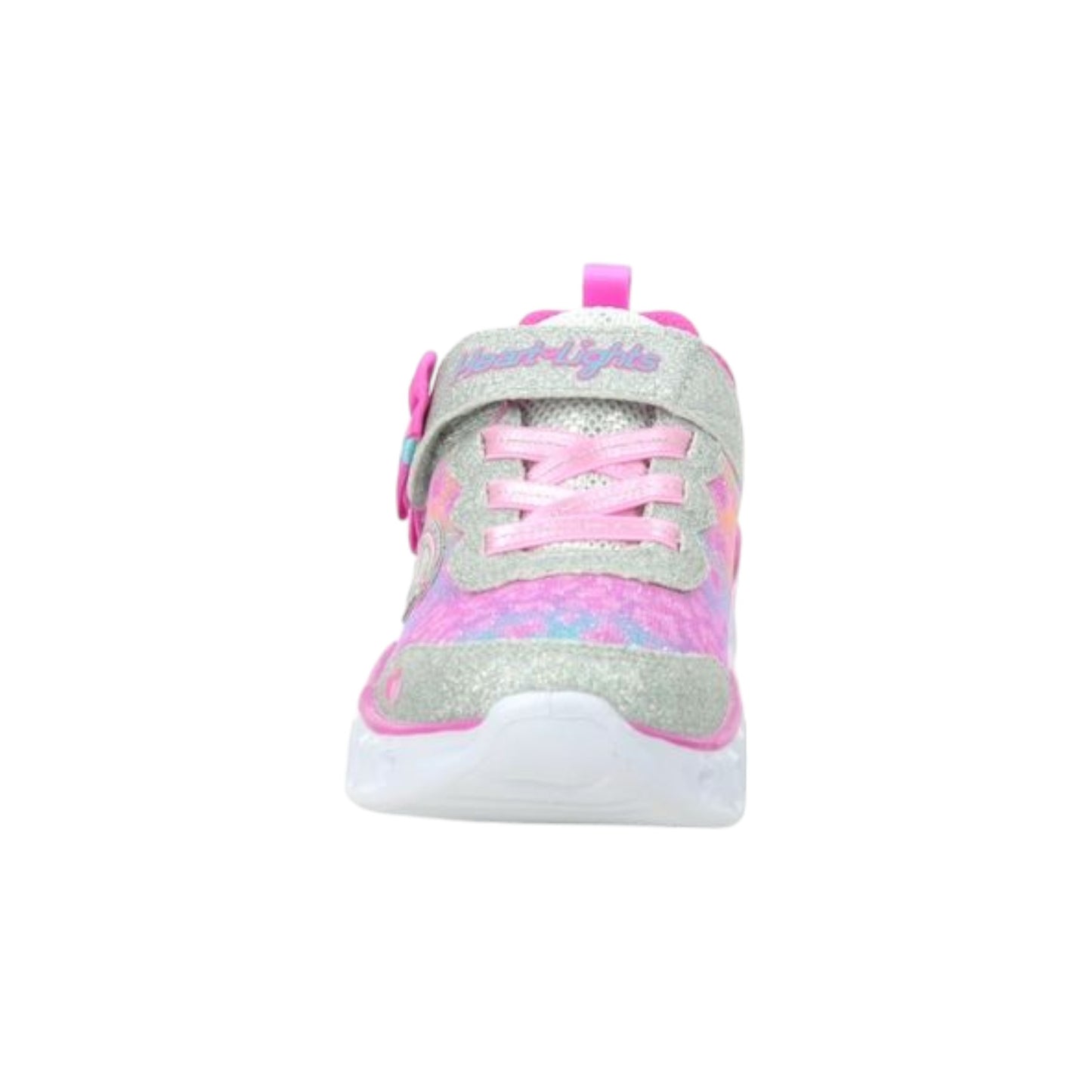 Infant Girls Skechers Heart Lights Untamed Shoes Silver / Hot Pink