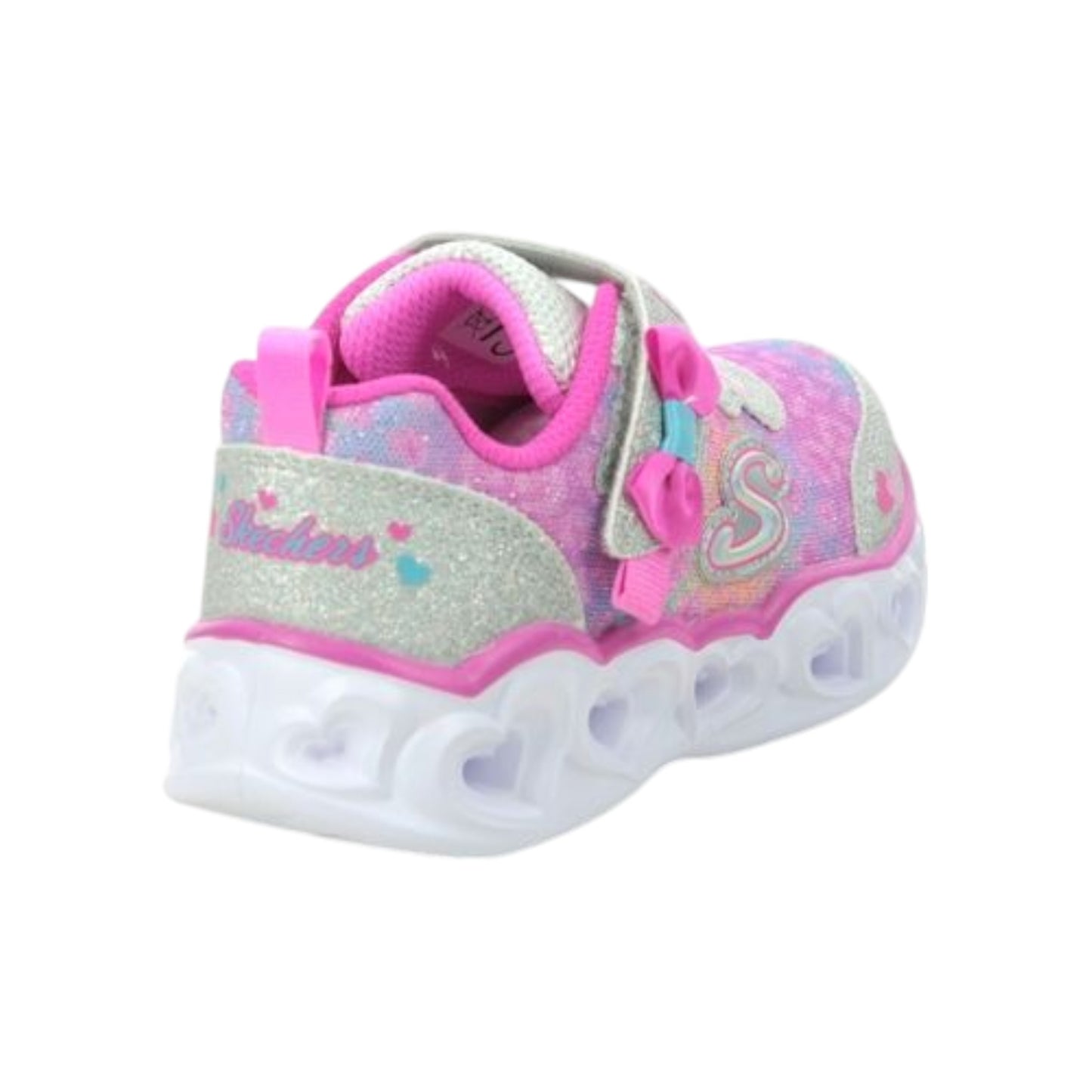 Infant Girls Skechers Heart Lights Untamed Shoes Silver / Hot Pink