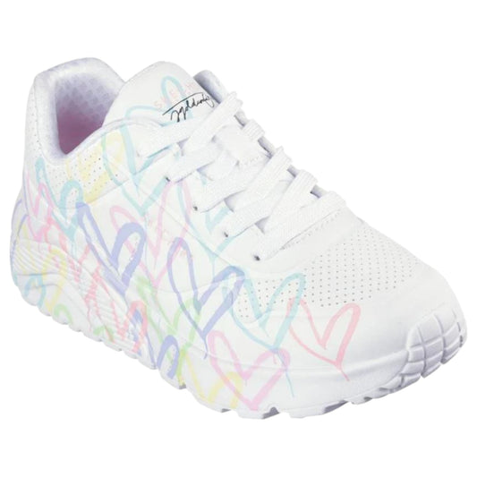 Kids Girls Skechers JGoldcrown: Uno Lite Shoes White