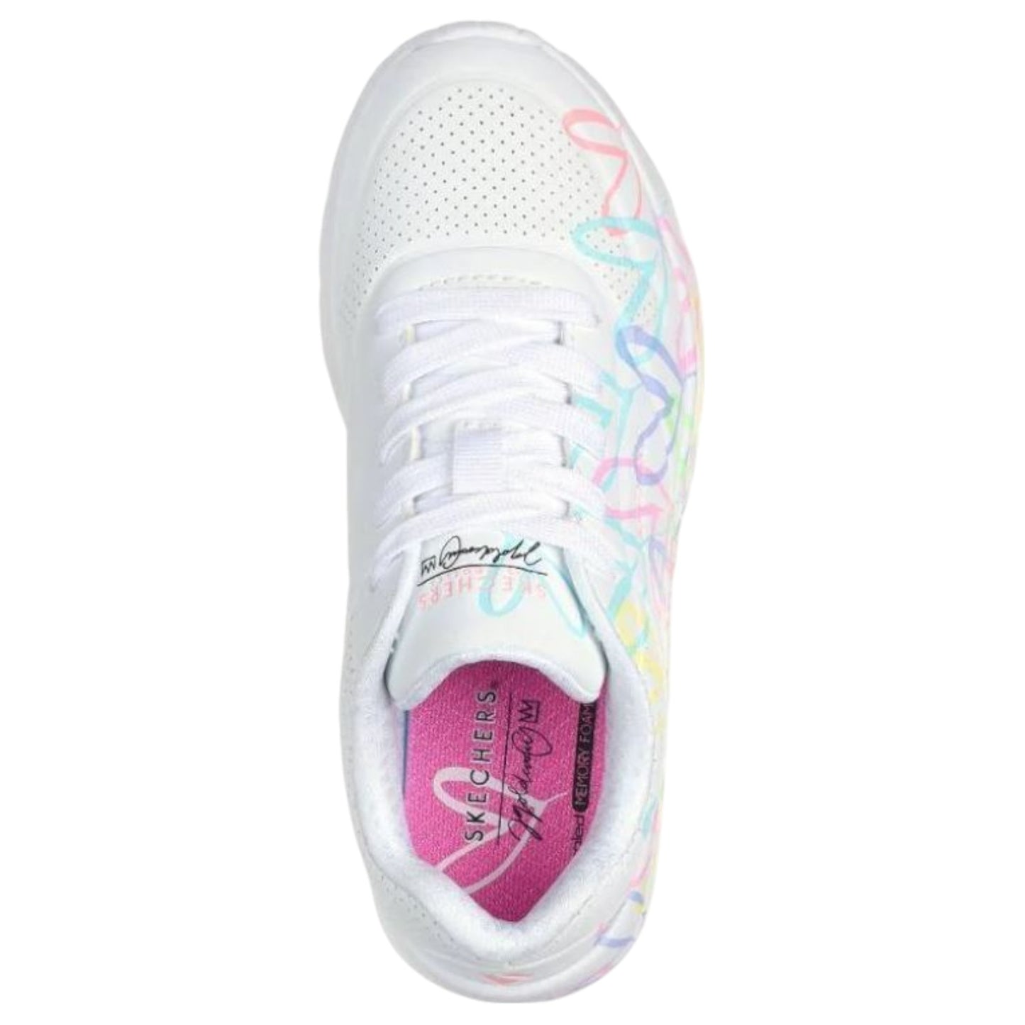 Kids Girls Skechers JGoldcrown: Uno Lite Shoes White