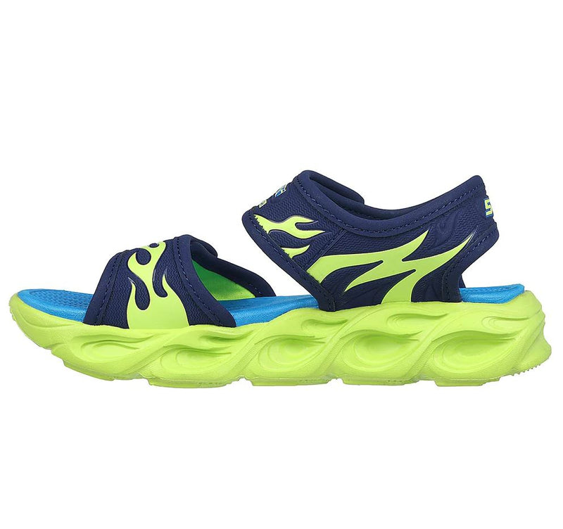 Kids Skechers Thermo Flash Heat Tide Navy Lime Shoes Boys Sneakers