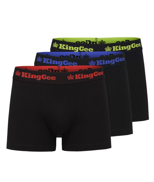 3 Pack Mens KingGee Cotton Trunks Underwear Black