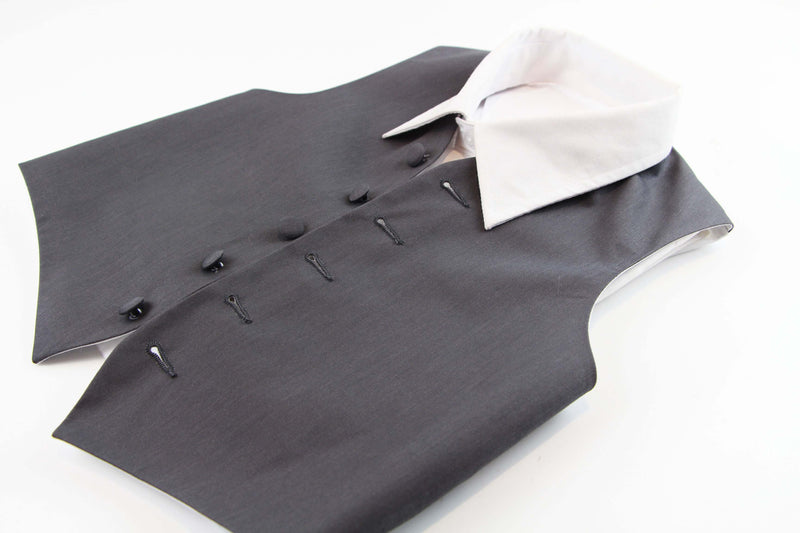 Dark Grey Boys Junior Cotton Vest Adjustable Waistcoast & Matching Bow Tie Set