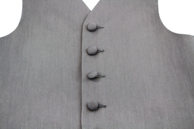 Dark Grey Boys Junior Cotton Vest Adjustable Waistcoast & Matching Bow Tie Set