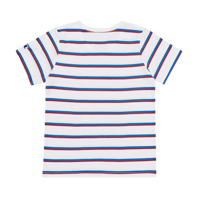 Kids Champion Junior Stripe White/ Blue/ Red Tee