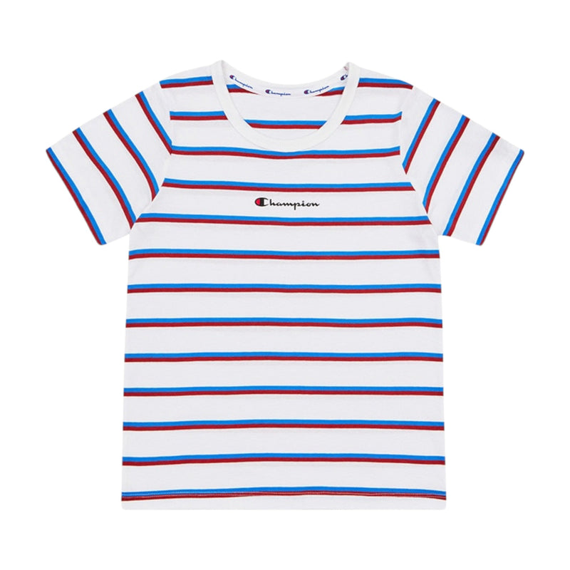 Kids Champion Junior Stripe White/ Blue/ Red Tee