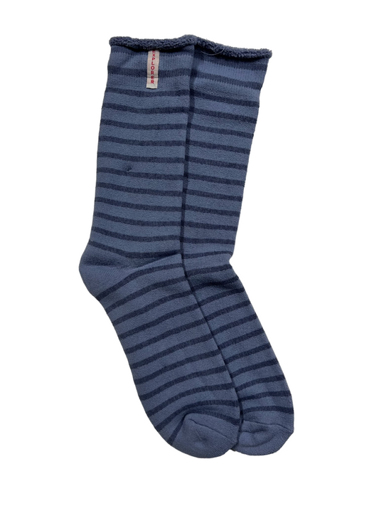 Womens Explorer Lightweight Cotton Crew Socks Blue Stripes