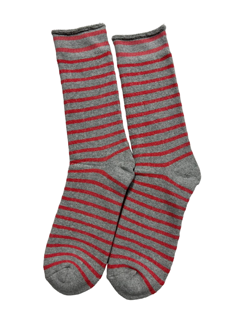 Bonds Womens Explorer Lightweight Cotton Crew Ladies Socks Grey/Pink Stripes