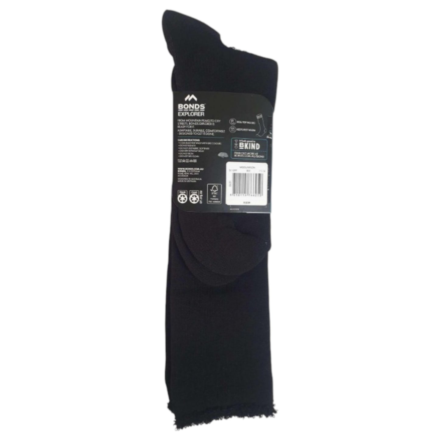 Mens Bonds Original Long Explorer Wool Crew Socks Black