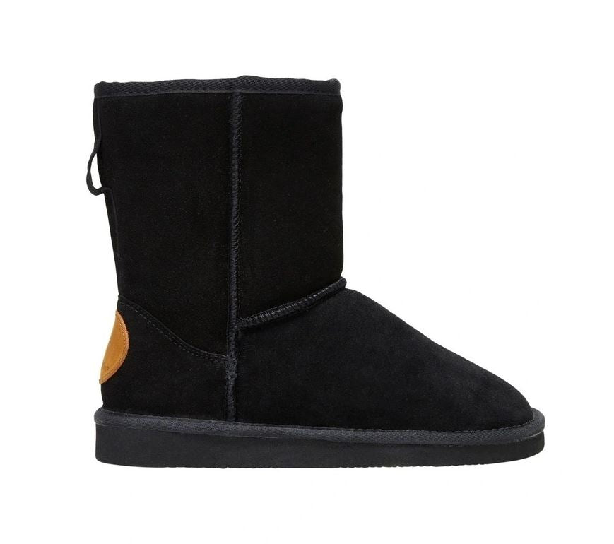 Womens Hush Puppies Lunar Boot Slippers Black Suede