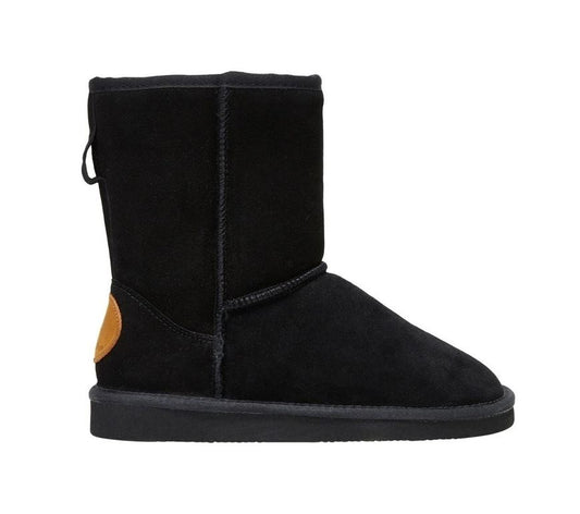 Womens Hush Puppies Lunar Boot Slippers Black Suede