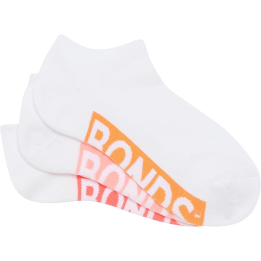 3 Pack Womens Bonds Cushioned Low Cut Socks White