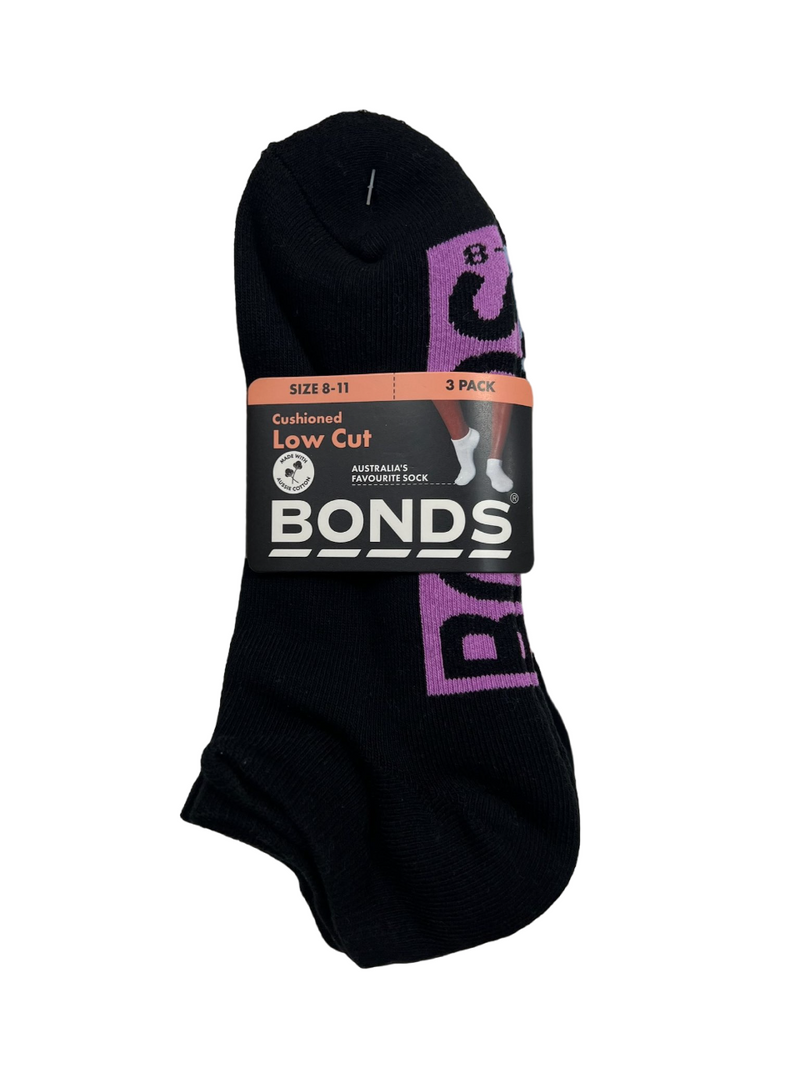 9 Pairs Bonds Womens Low Cut Black Cushioned Ladies As9 Socks