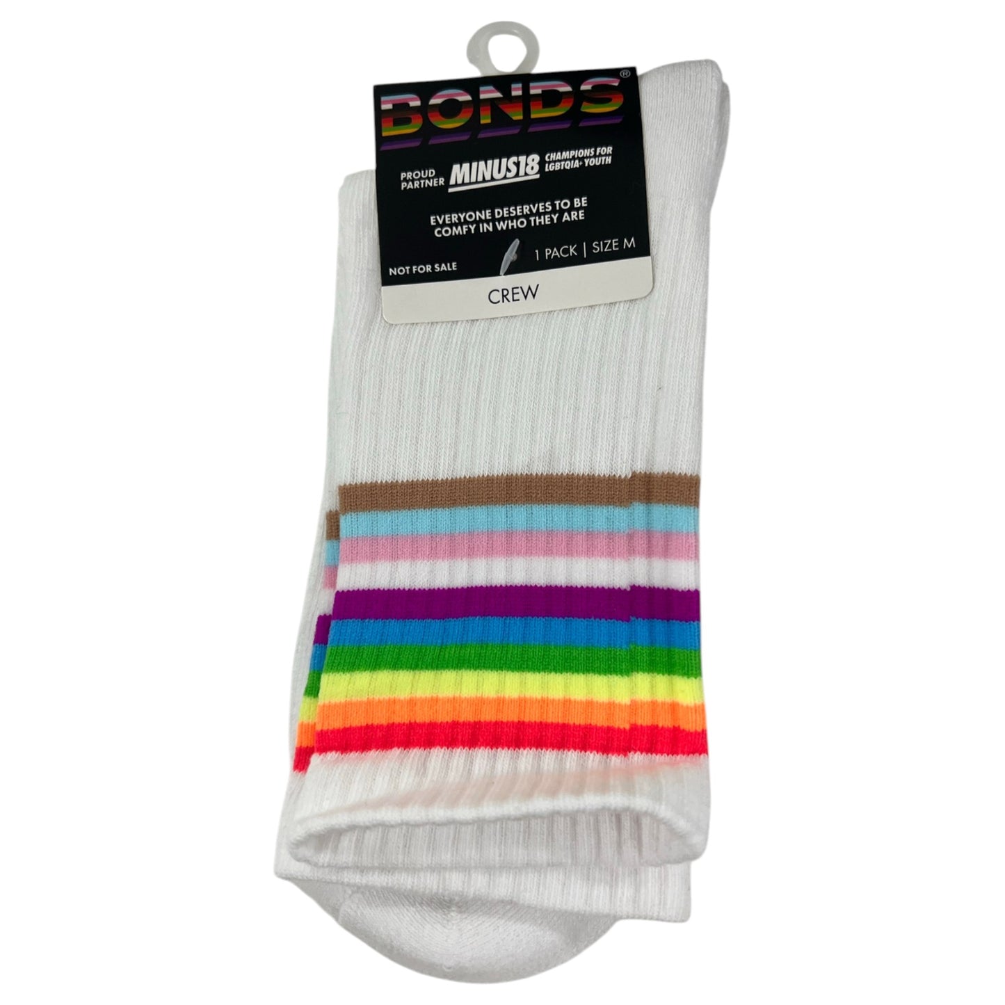1 Pack Unisex Bonds Pride Crew White