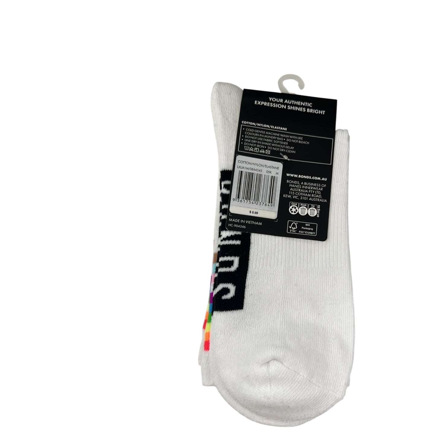 1 Pack Unisex Bonds Pride Crew White