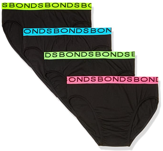 4 Pack Mens Bonds Hipster Briefs Underwear Black Multi