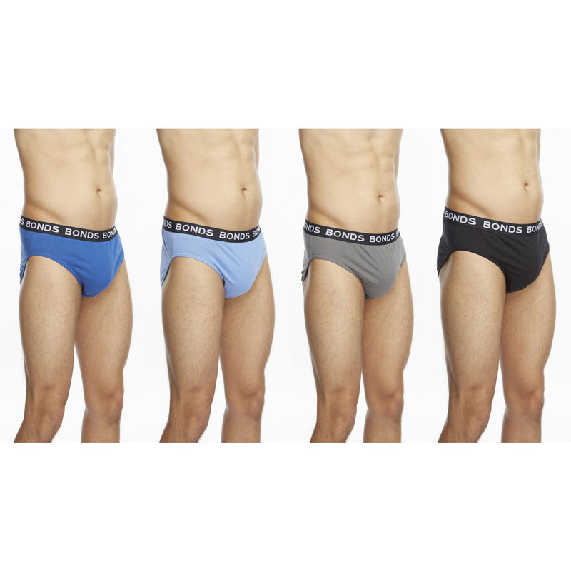 4 Pack Mens Bonds Hipster Briefs Underwear Blue Grey Black