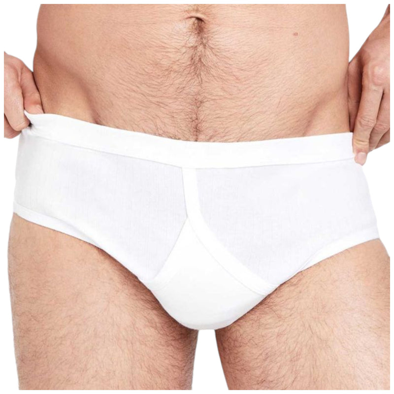 4 x Mens Jockey Comfort Rib Y Front Ribbed Briefs White Underwear