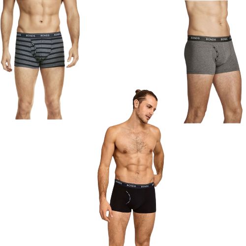 12 X Mens Bonds Guyfront Trunk Trunks Underwear – Charcoal Stripe