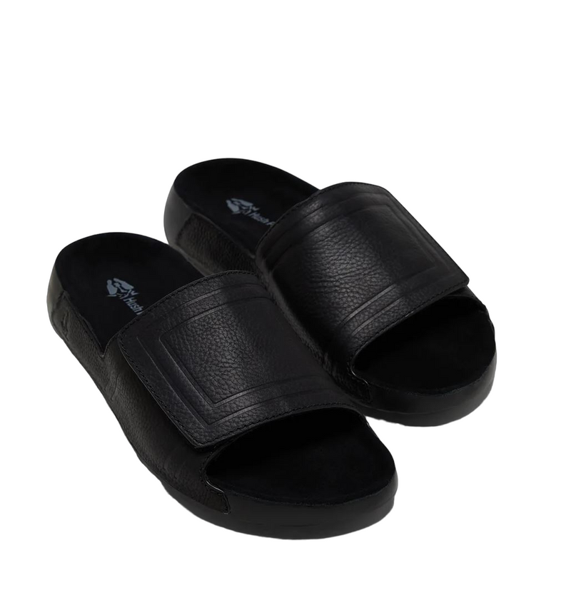 Mens Hush Puppies Hammock Sandals Black Slides Leather Shoes