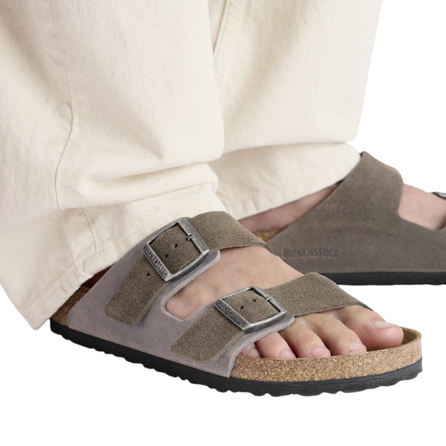 Mens Birkenstock Arizona Oiled/ Suede Leather Regular Sandals Concrete Grey
