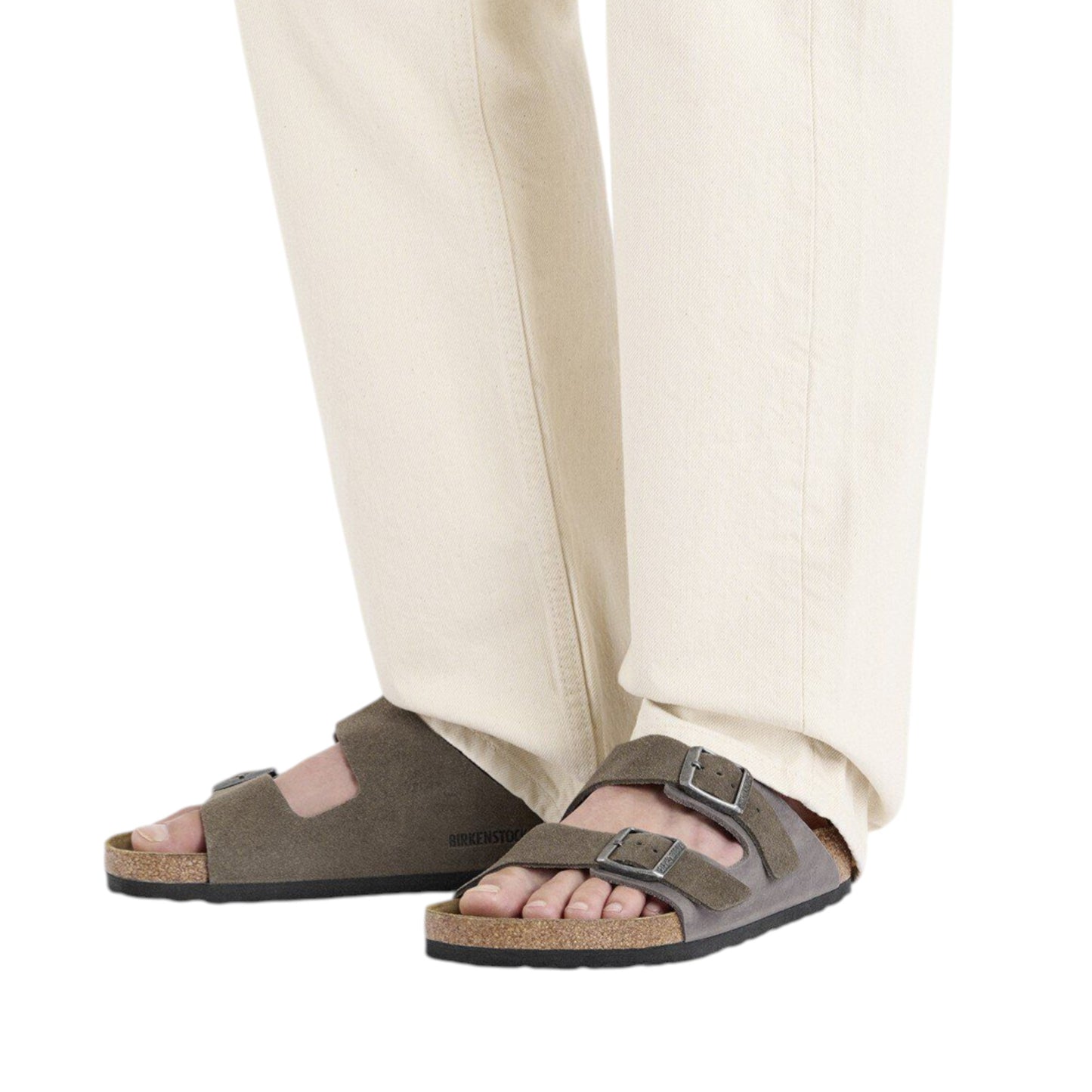 Mens Birkenstock Arizona Oiled/ Suede Leather Regular Sandals Concrete Grey