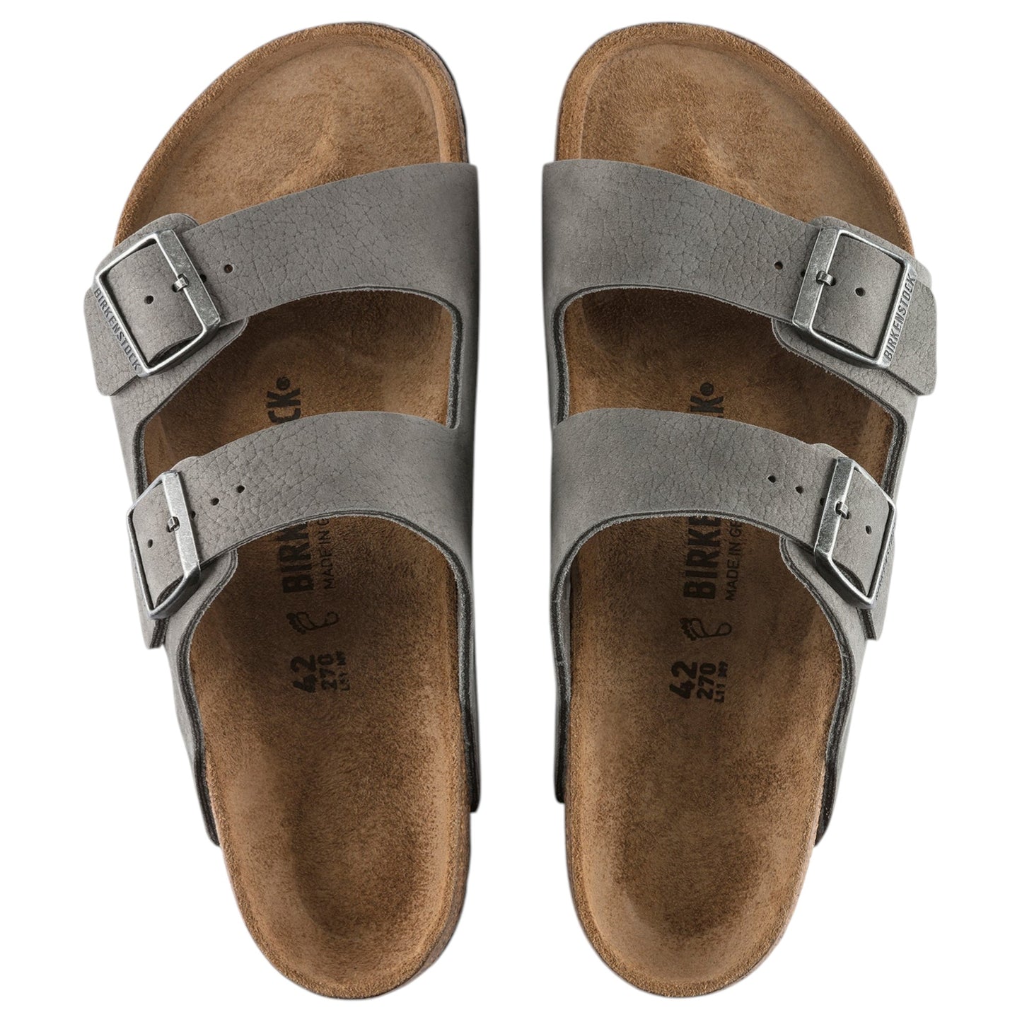 Mens Birkenstock Arizona Desert Buck Nubuck Leather Regular Sandals Whale Grey
