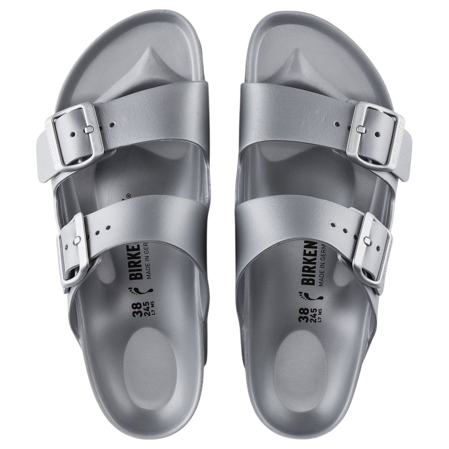 Mens Birkenstock Arizona EVA Regular Sandals Metallic Silver