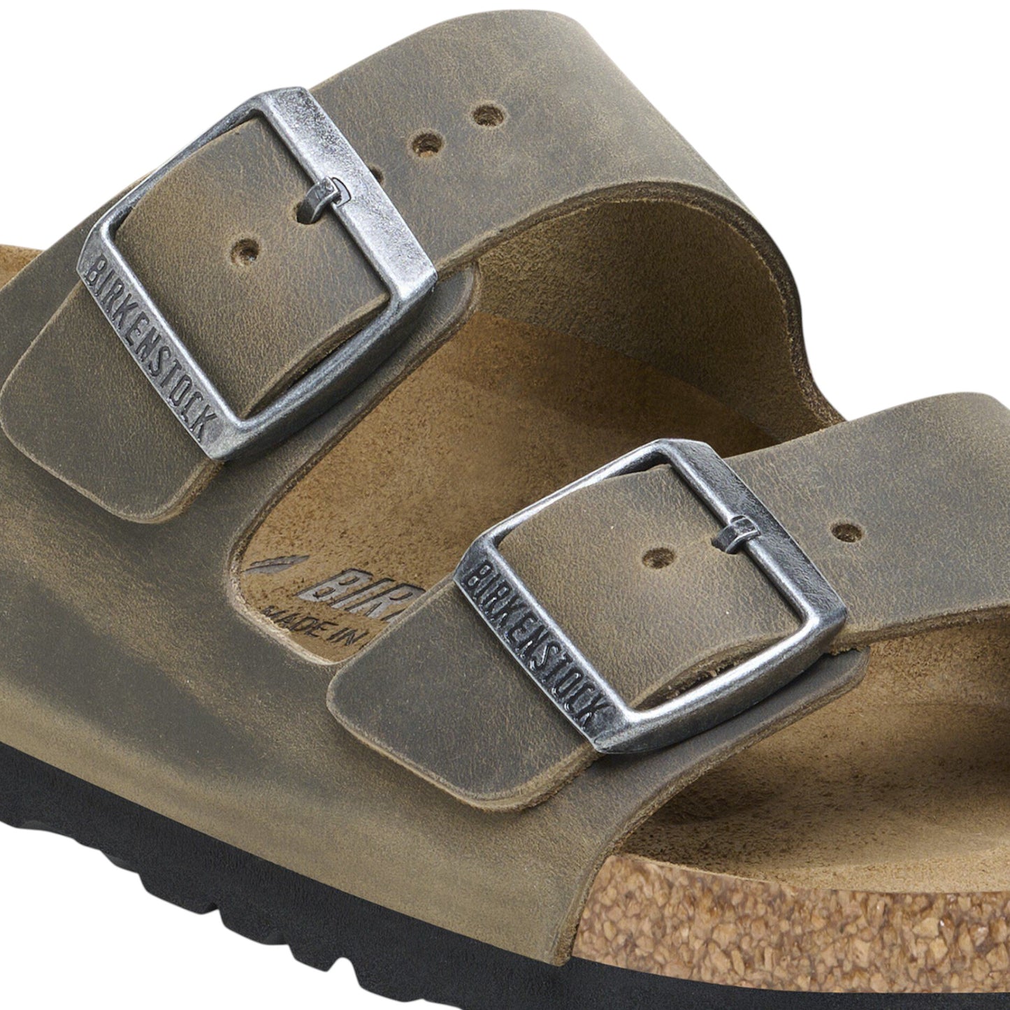 Mens Birkenstock Arizona Oiled Leather Regular Sandals Khaki