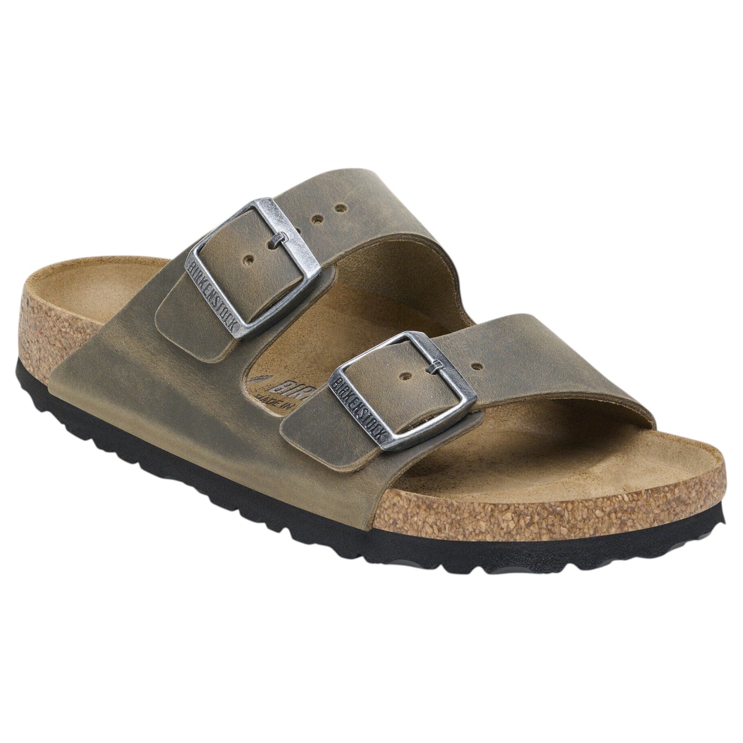 Mens Birkenstock Arizona Oiled Leather Regular Sandals Khaki
