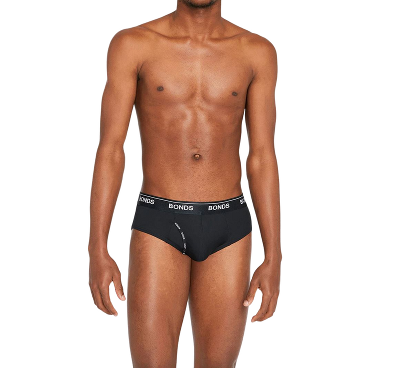6 x Bonds Mens Gufront Microfibre Brief Black Underwear