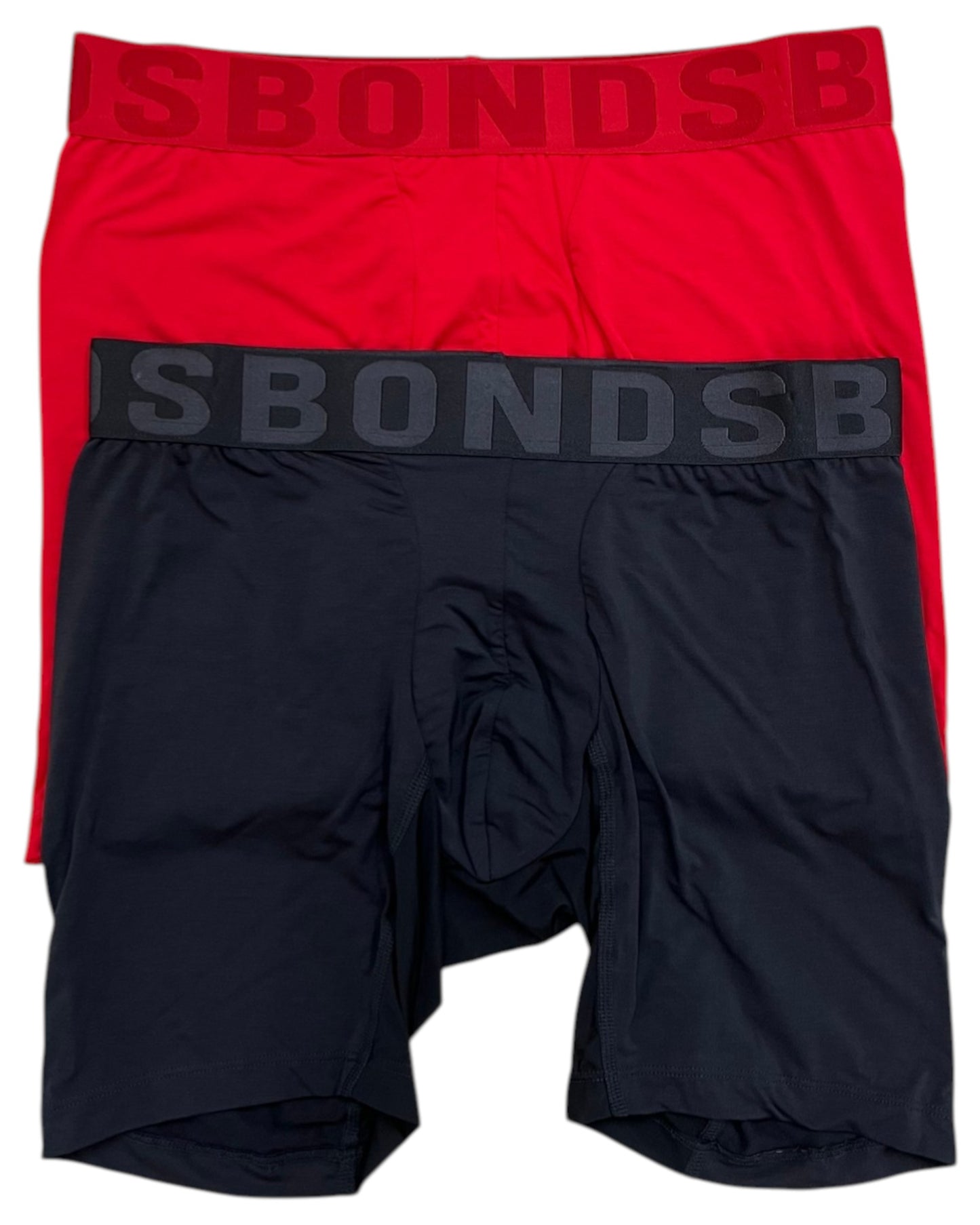 2 Pack Mens Bonds Chafe Off Trunks Underwear Red/Charcoal