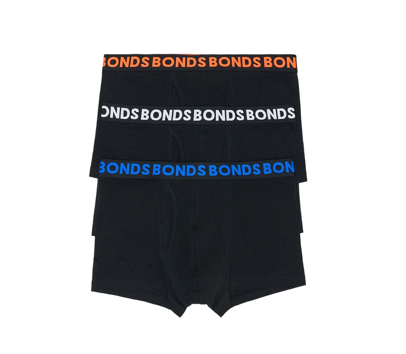 3 x Bonds Mens Everyday Trunk Underwear Black Multi Undies