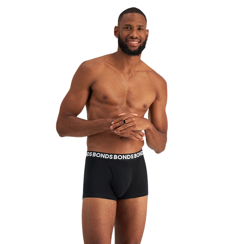 3 Pack Mens Bonds Everyday Trunk Trunks Underwear Black