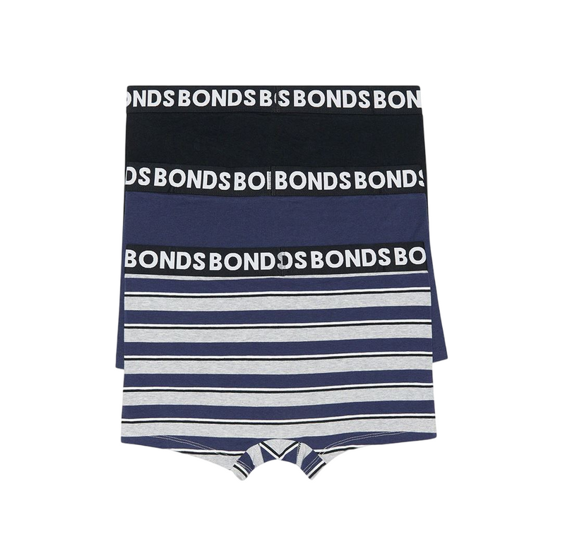 15 X Bonds Mens Everyday Trunk Underwear Black / Navy / Grey Undies