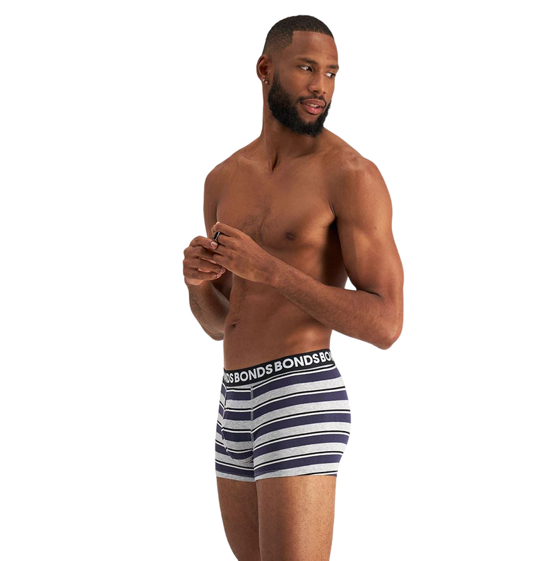 3 x Bonds Mens Everyday Trunk Underwear Black / Navy / Grey Undies