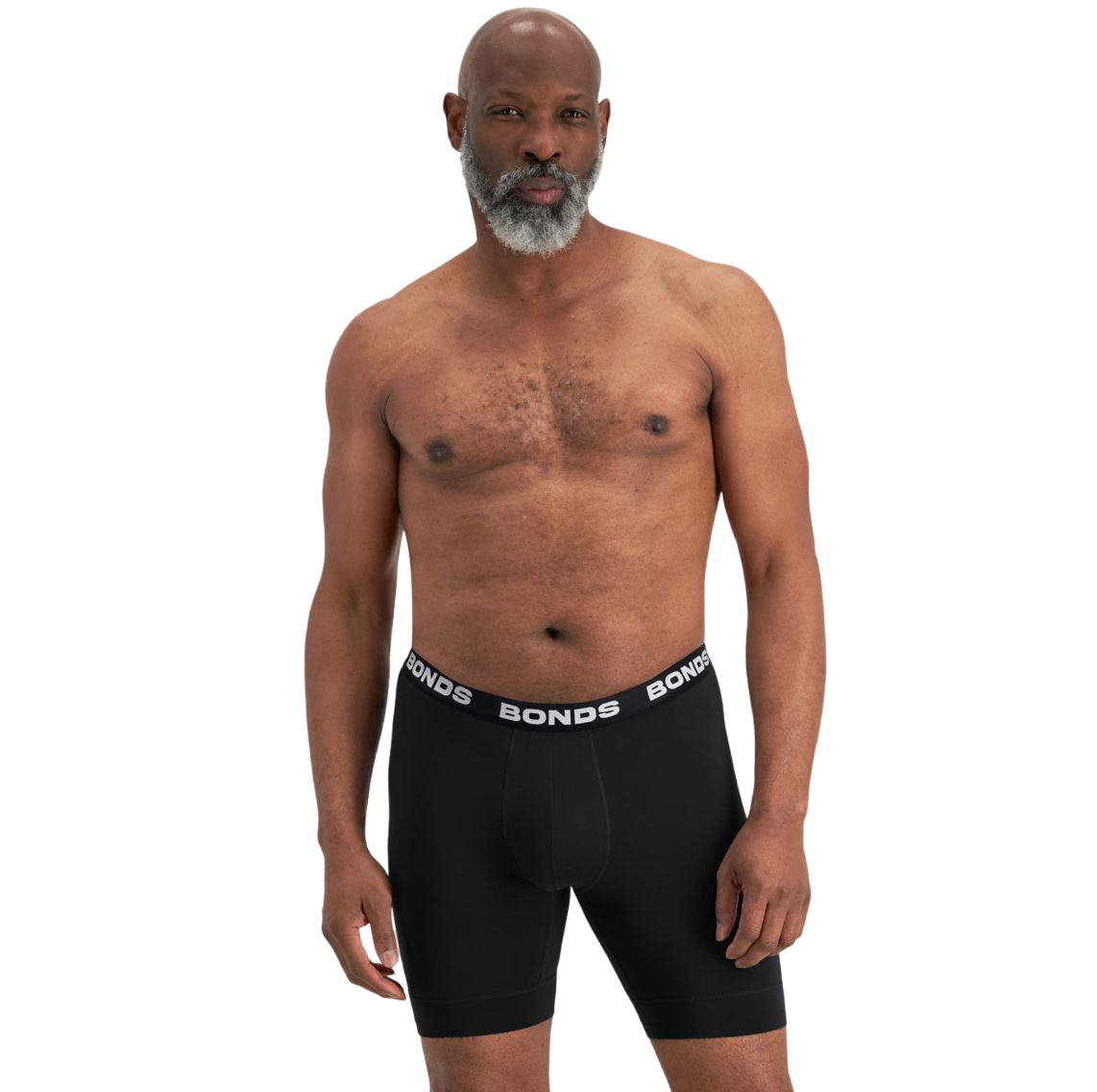 Mens Bonds Total Package Long Trunks Underwear Black