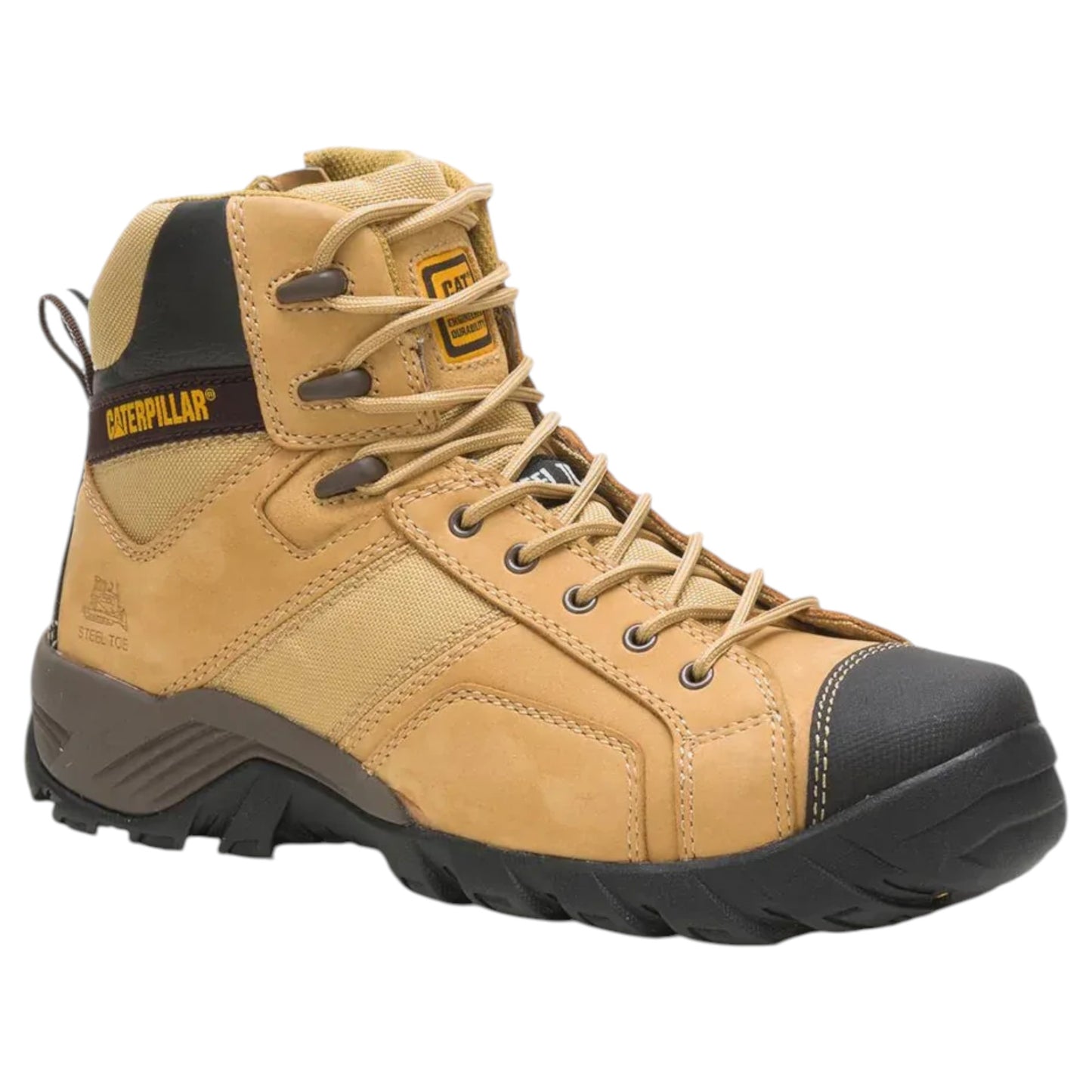 Mens Caterpillar Argon Hi Side Zip St Steel Toe Work Boot Honey