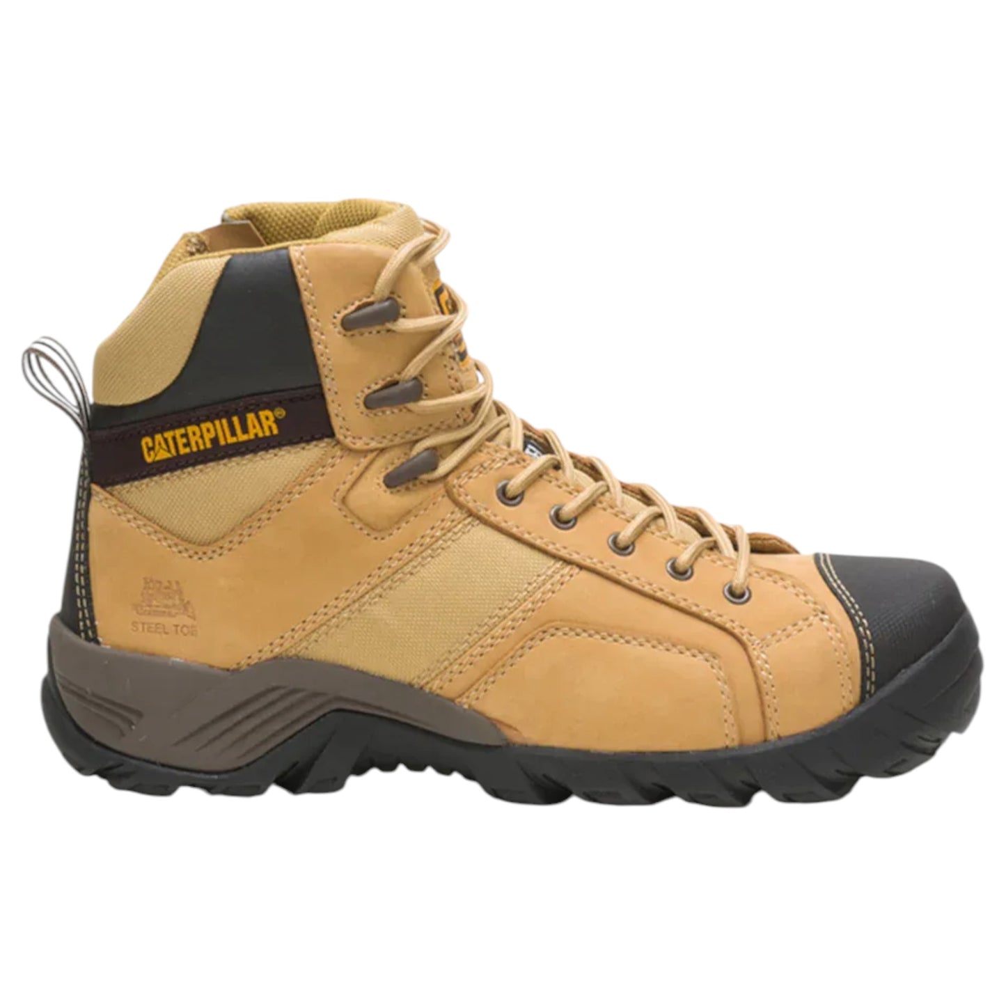 Mens Caterpillar Argon Hi Side Zip St Steel Toe Work Boot Honey