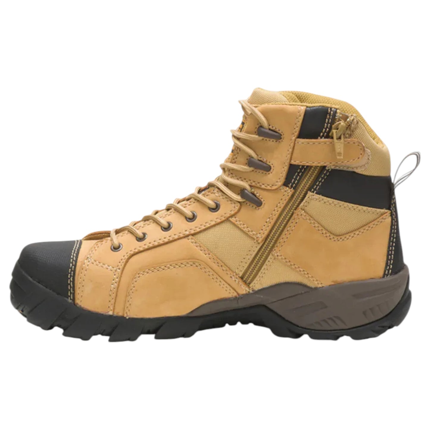 Mens Caterpillar Argon Hi Side Zip St Steel Toe Work Boot Honey