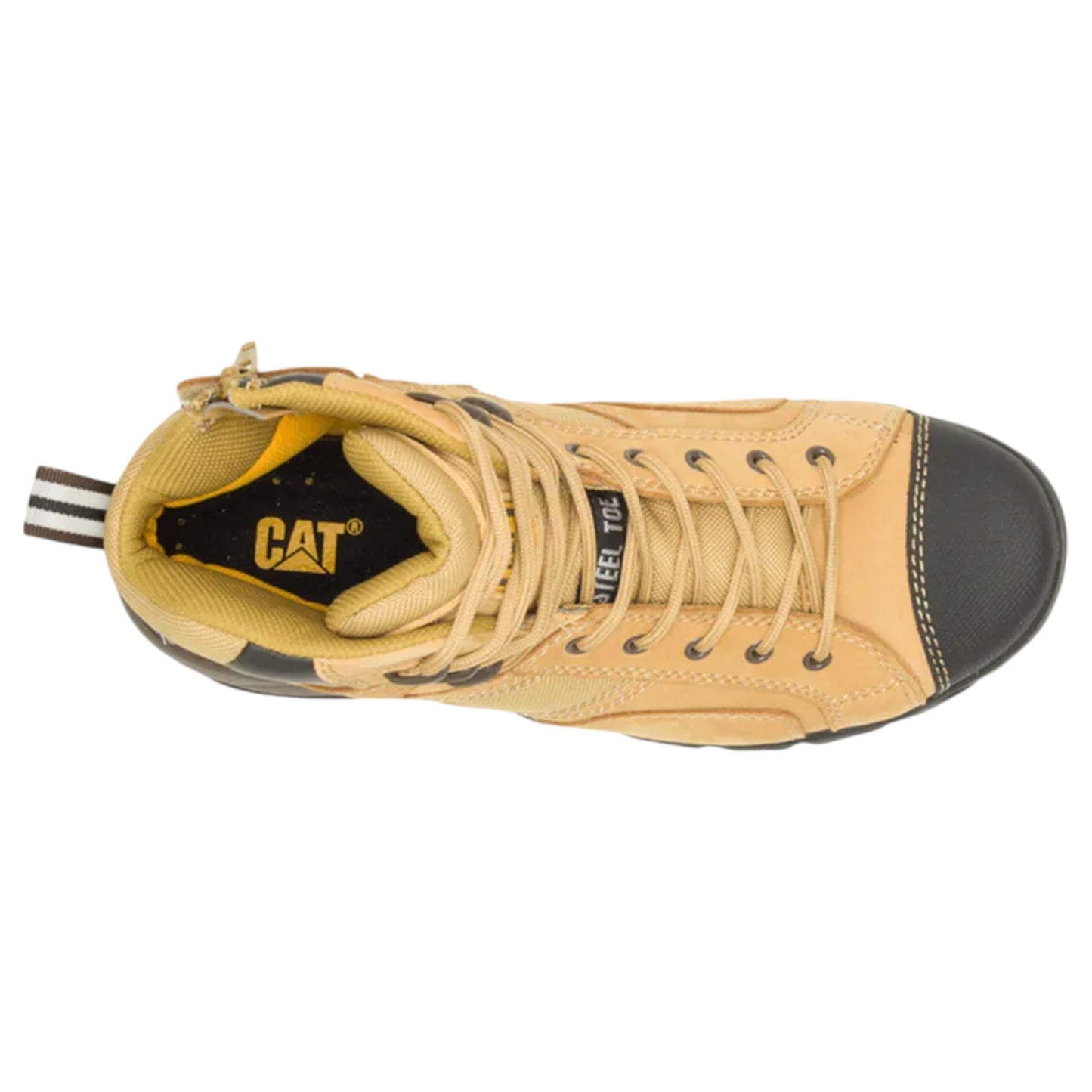 Mens Caterpillar Argon Hi Side Zip St Steel Toe Work Boot Honey
