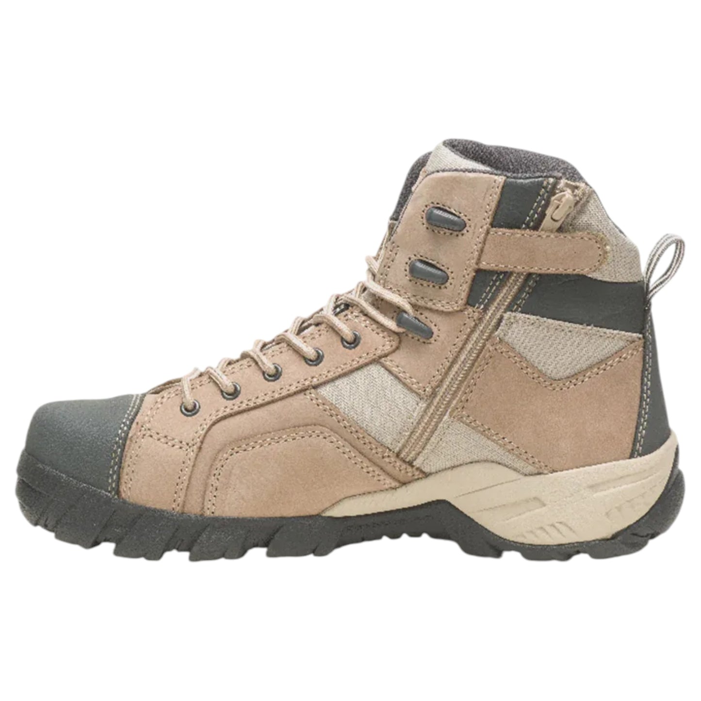 Mens Caterpillar Argon Hi Side Zip St Steel Toe Work Boot Taupe