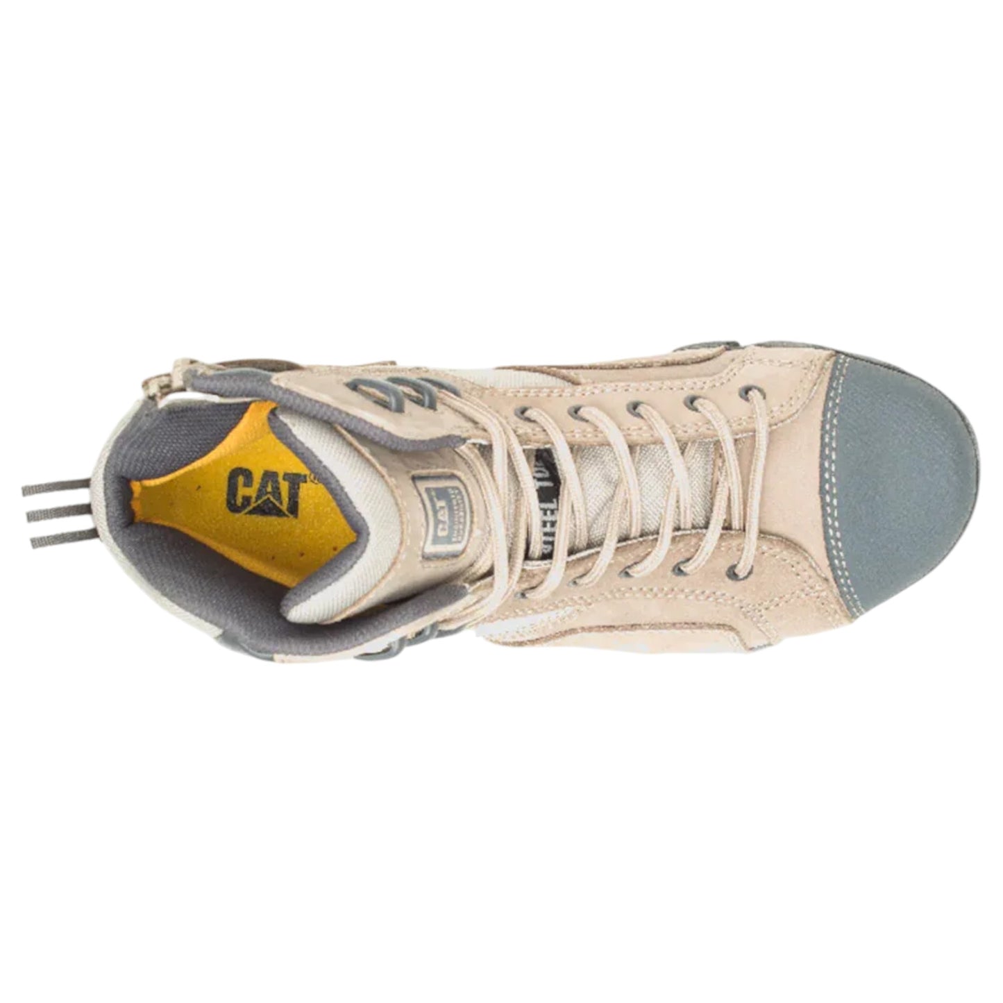 Mens Caterpillar Argon Hi Side Zip St Steel Toe Work Boot Taupe