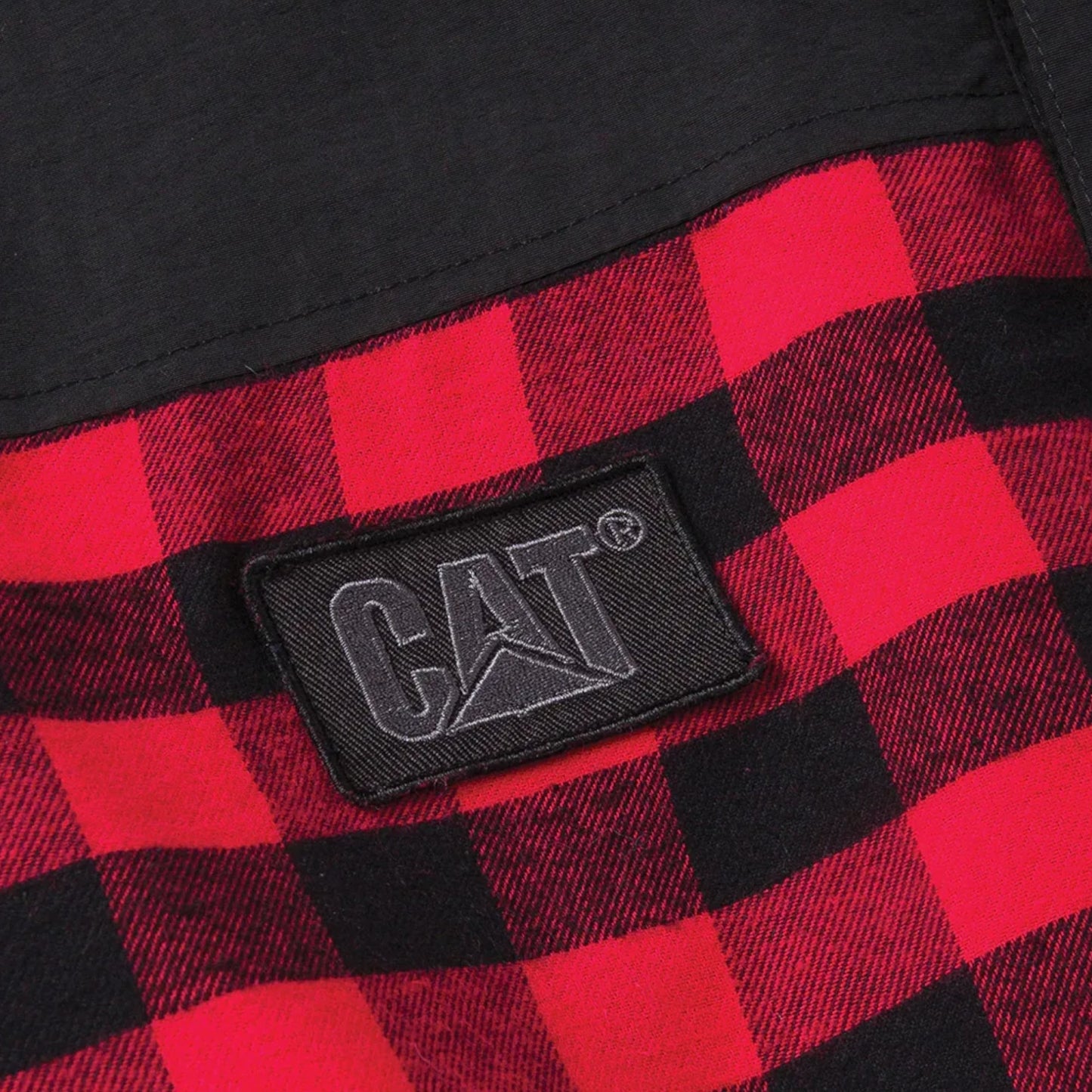 Mens Caterpillar Sequoia Red Buffalo Plaid Flannel Shirt Jacket