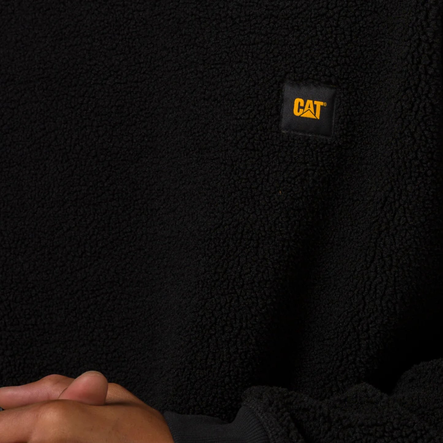 Mens Caterpillar Sherpa Crewneck Pitch Black Jumper