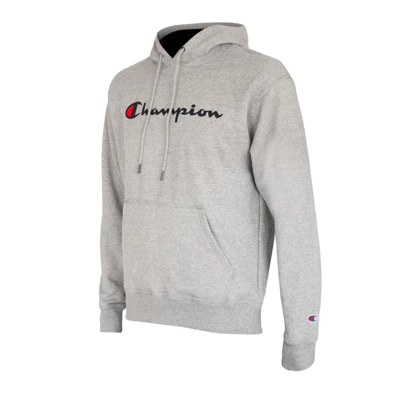 Mens Champion Oxford Gray Hoodie Powerblend Fleece Script Logo Sweatshirt