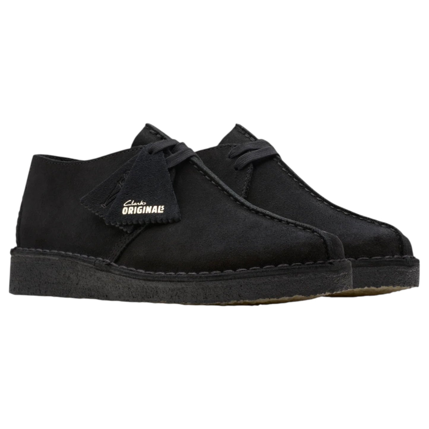 Mens Clarks Desert Trek Shoes Black Suede