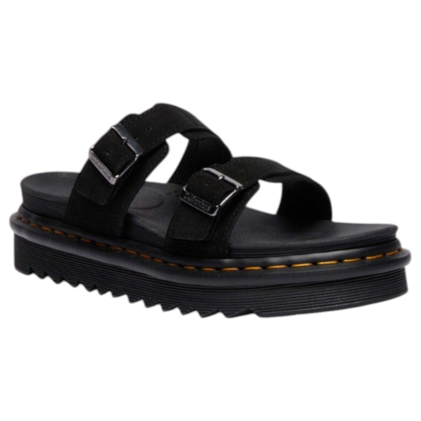 Mens Dr. Martens Myles Long Napped Suede Sandals Black