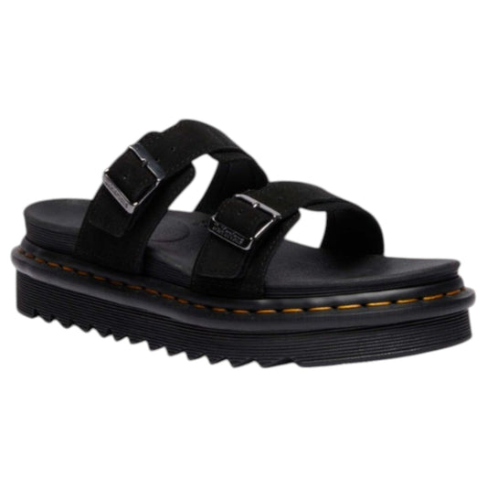Mens Dr. Martens Myles Long Napped Suede Sandals Black